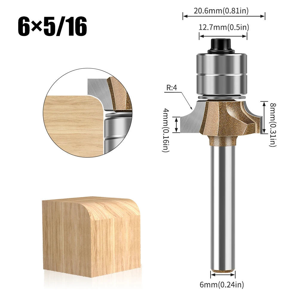 6 mm 1/4 Zoll Schaft Doppellager-Gravurfräser mit abgerundeten Kanten