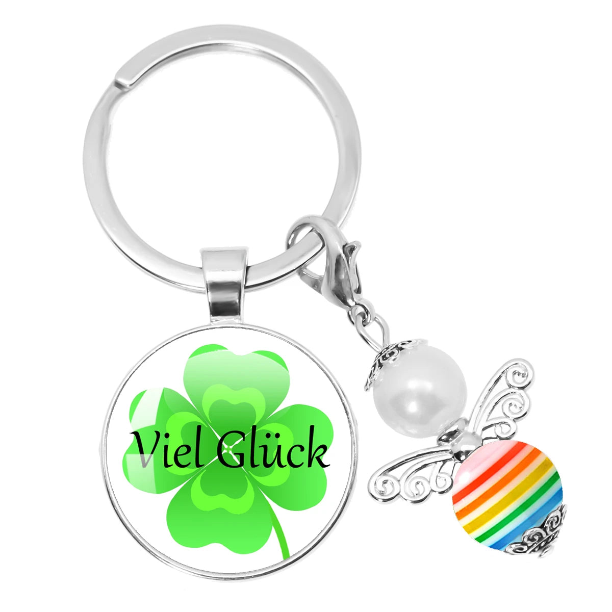 Glücksbringer Schlüsselanhänger mit vierblättrigem Kleeblatt Design