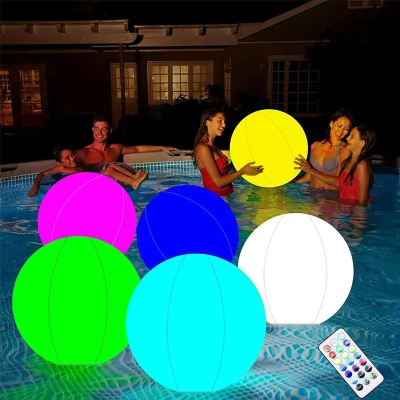 Bunter LED-Strandball mit 16 Farben - Fernbedienung – Wasserdicht, 40 cm groß