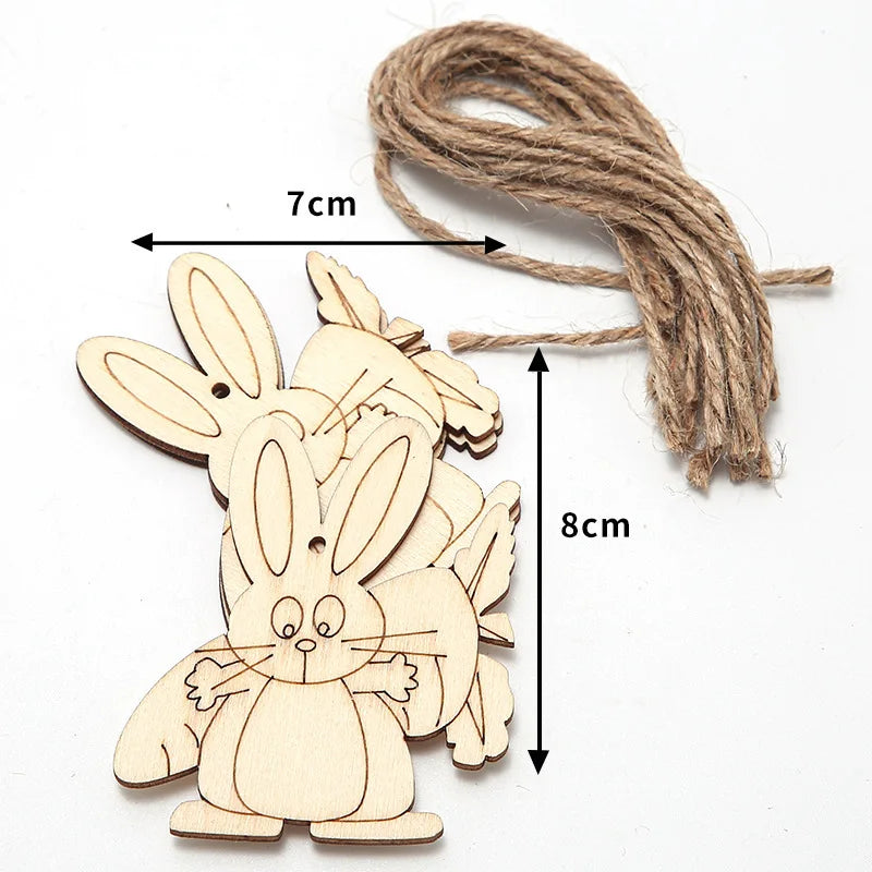 10 Holz Kaninchen Ei Anhänger Hohl Ostern Party Dekoration DIY-Yabubest - Home & More