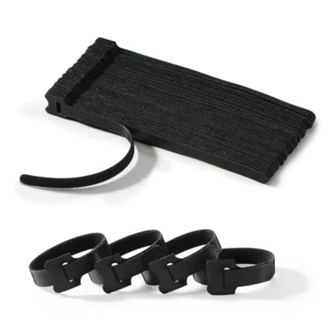 100x Schwarze Klett Kabelbinder Wiederverwendbar – Organizer Büro Haus IT
