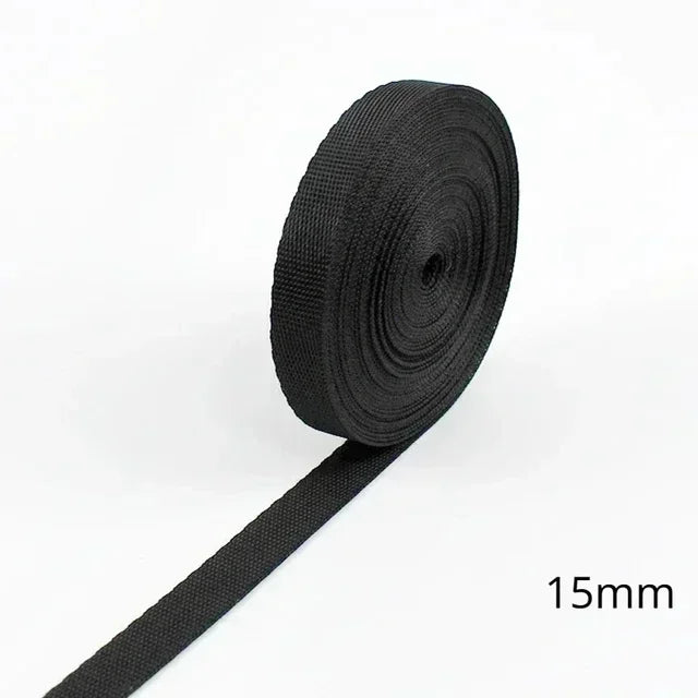 5m Schwarz Nylon Gurtband 10-100mm für Rucksack, Gürtel, DIY Nähen