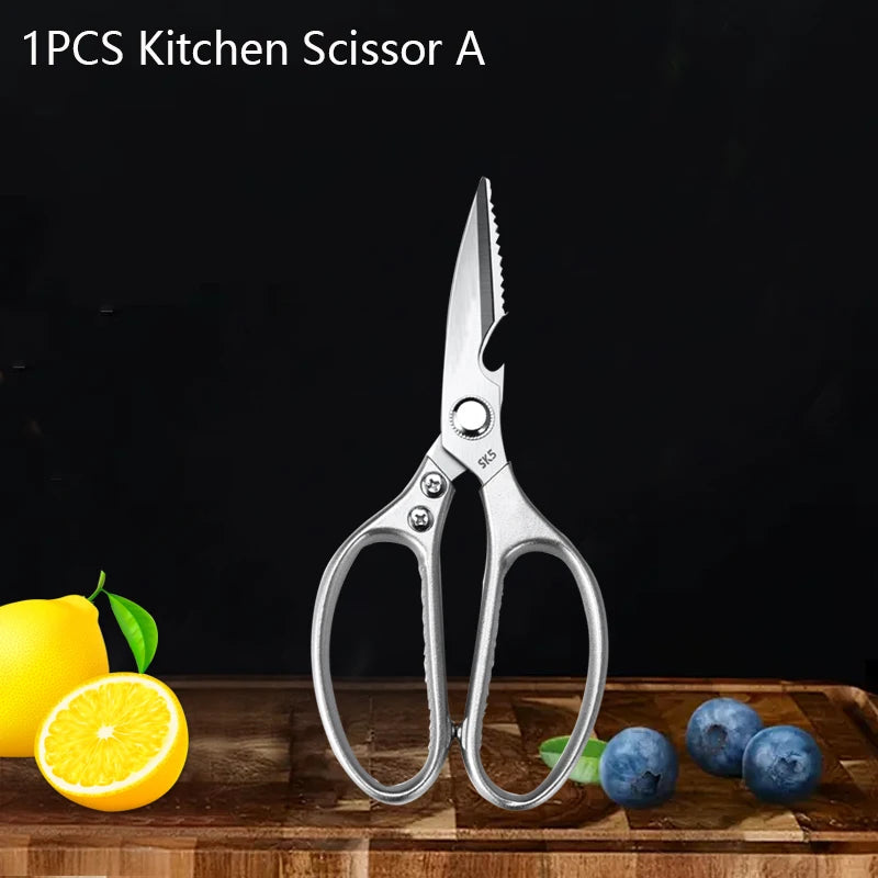 Edelstahl Küchenmesser Schere Set – Klappbar, Sicher, für Obst, Fleisch, Fisch