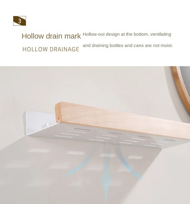 Wandmontiertes Badezimmerregal aus Holz für mehr Ordnung