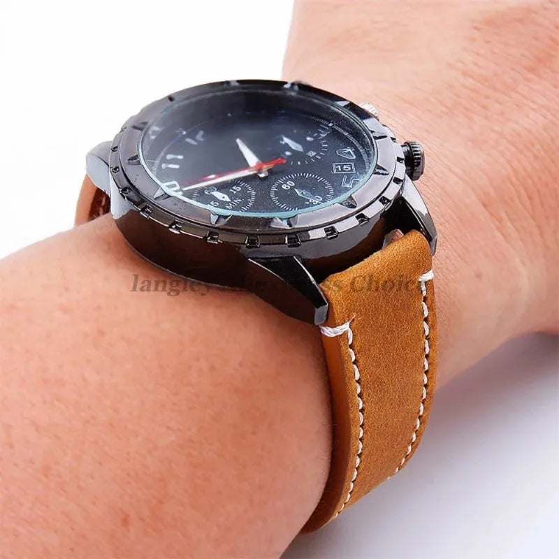 Retro-Uhrenarmband aus Kalbsleder in verschiedenen Bandbreiten 18-24 mm