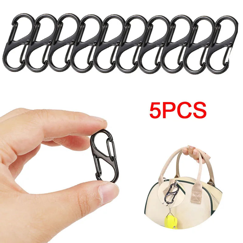 5 10er Set Mini Aluminium Karabiner S Typ Schlüsselbund Haken Camping