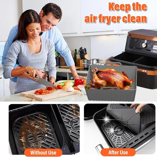 2er-Set Silikon Backformen für Air Fryer - Antihaft - Wiederverwendbar