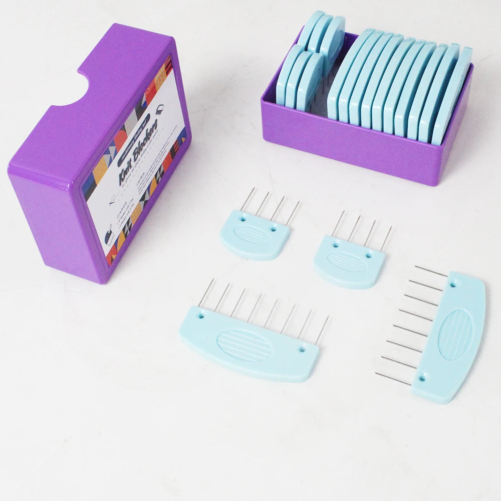 20-teiliges Edelstahl Strickblocker Set mit Kämmen und Nadeln für Stricken