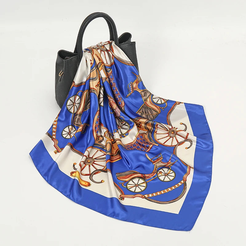 2024 seide Schal Quadrat Schal Für Frauen Drucken Stirnband Foulard Satin Hijab Haar Bands Halstuch Weibliche Kopf Wraps Bandana