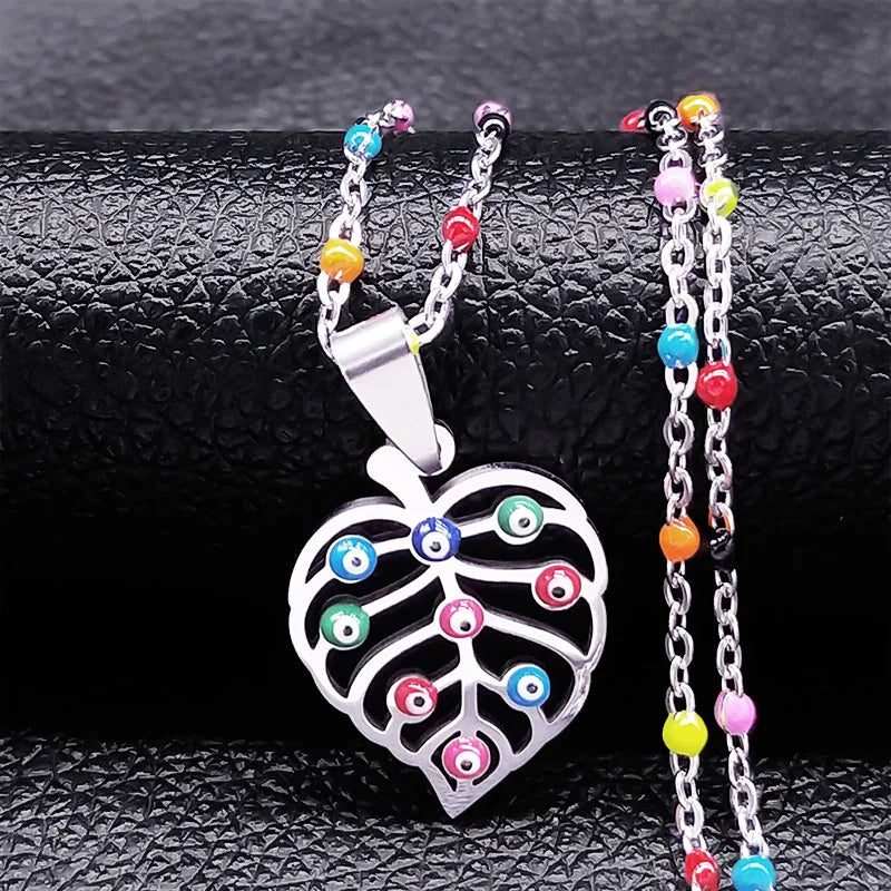 Boho Türkei Auge Baum des Lebens Edelstahl Halskette Gold Farbe 45cm