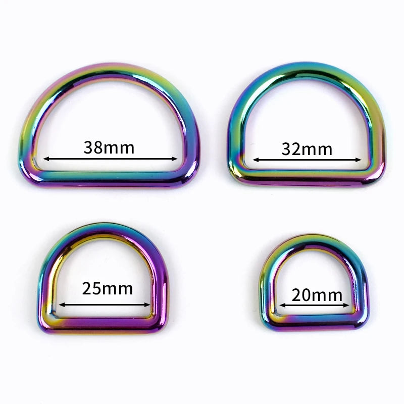 10er Set verstellbare Regenbogen Metallschnallen für Taschen und Gürtel