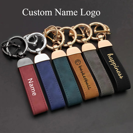 Individueller Retro Schlüsselanhänger aus Leder mit Edelstahl Akzent