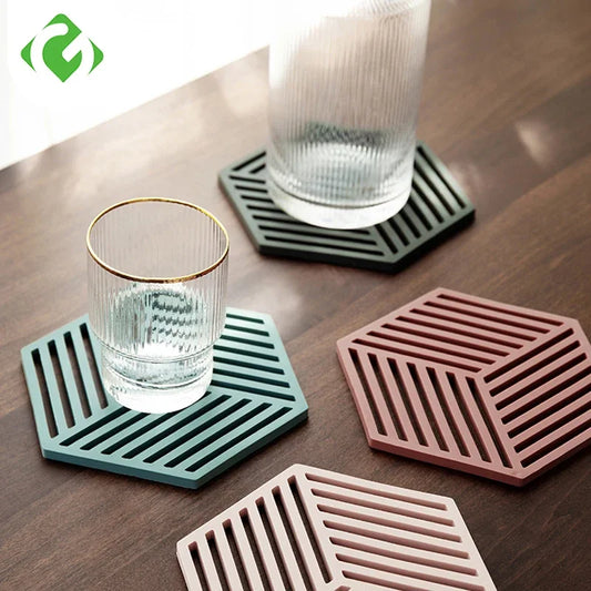 4er Set Silikon Hexagon Untersetzer Tischset Wärme Isoliermatte Geschirr Schutz
