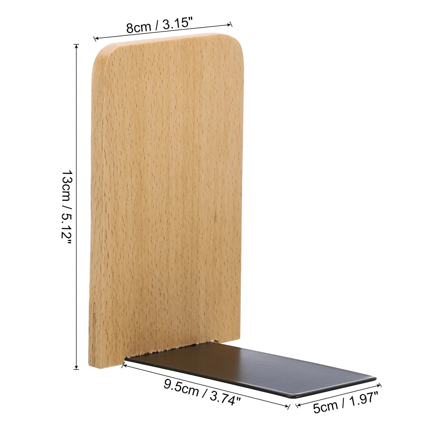 2 Stück Holz Buchstützen mit Metallbasis Organizer Büro Regal Halter