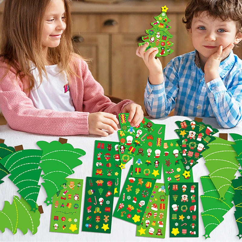 Kreatives Weihnachtsbaum-Bastelset – 24 DIY Grußkarten für Kinder
