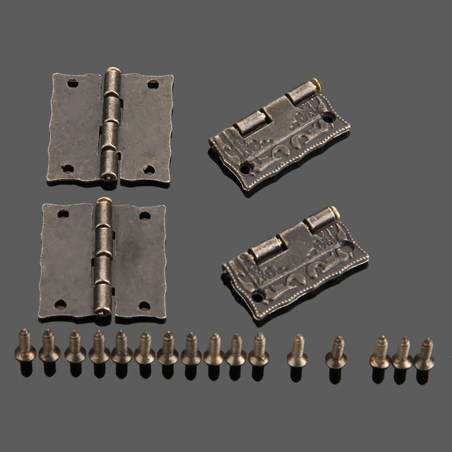 4 Stück Vintage Schrankscharniere antike Bronze Möbelbeschläge mit Schrauben