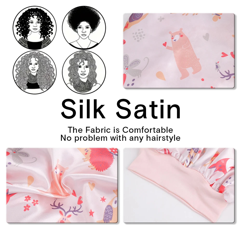 Atmungsaktive Schlafmütze mit Frucht und Tiermotiv für alle Haartypen