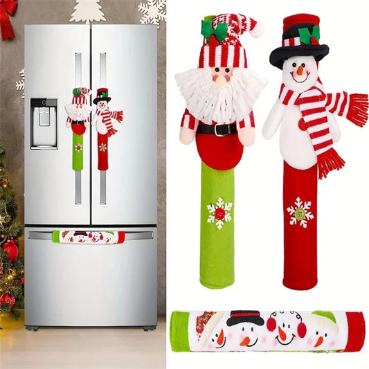 3-teiliges Weihnachtsset Mikrowellenhandschuhe mit Santa Claus und Schneemann Design