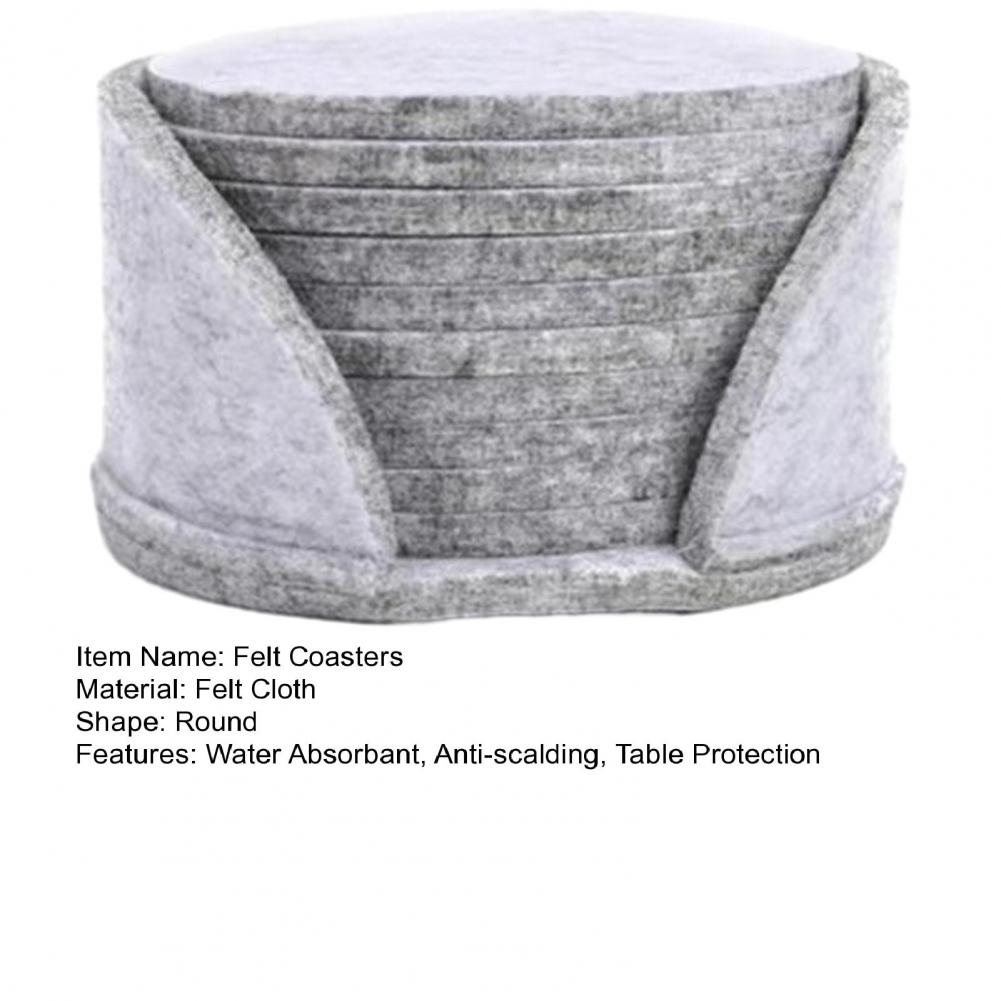 10er Set runde Filz-Untersetzer mit Wärmeisolierung und Antirutschfunktion