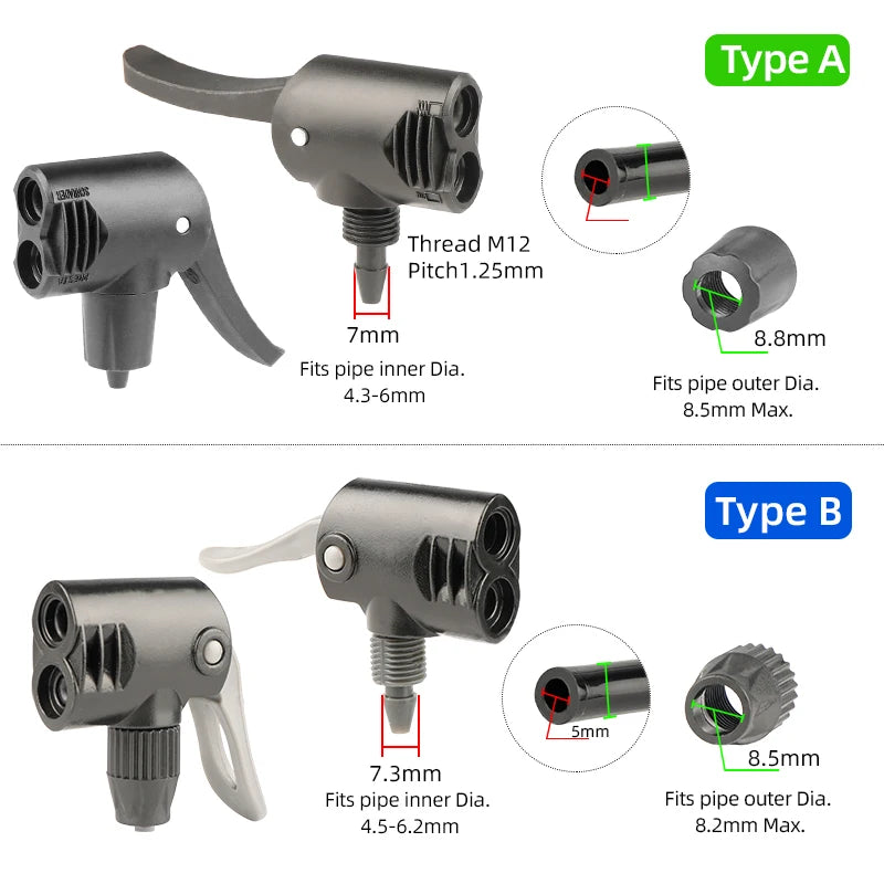 Vielseitiger Fahrradpumpe Adapter mit Dual Kopf für Schrader - Presta Ventile