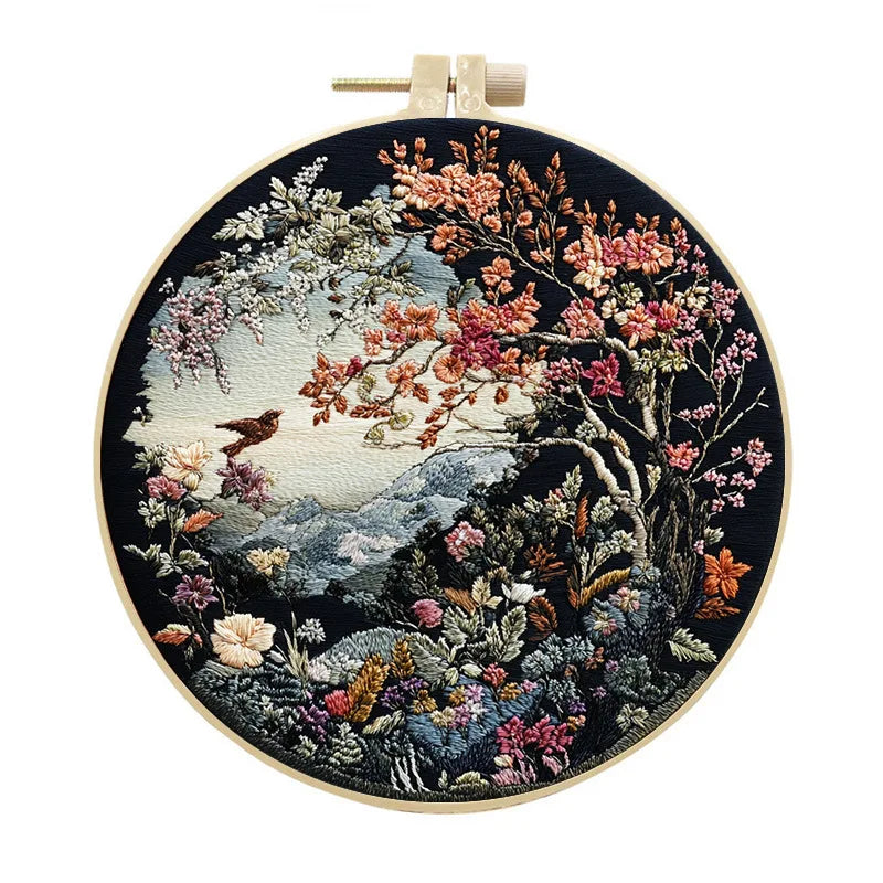 Kreuzstich Stickset mit Tier Blumenmotiv für kreative Wandgestaltung