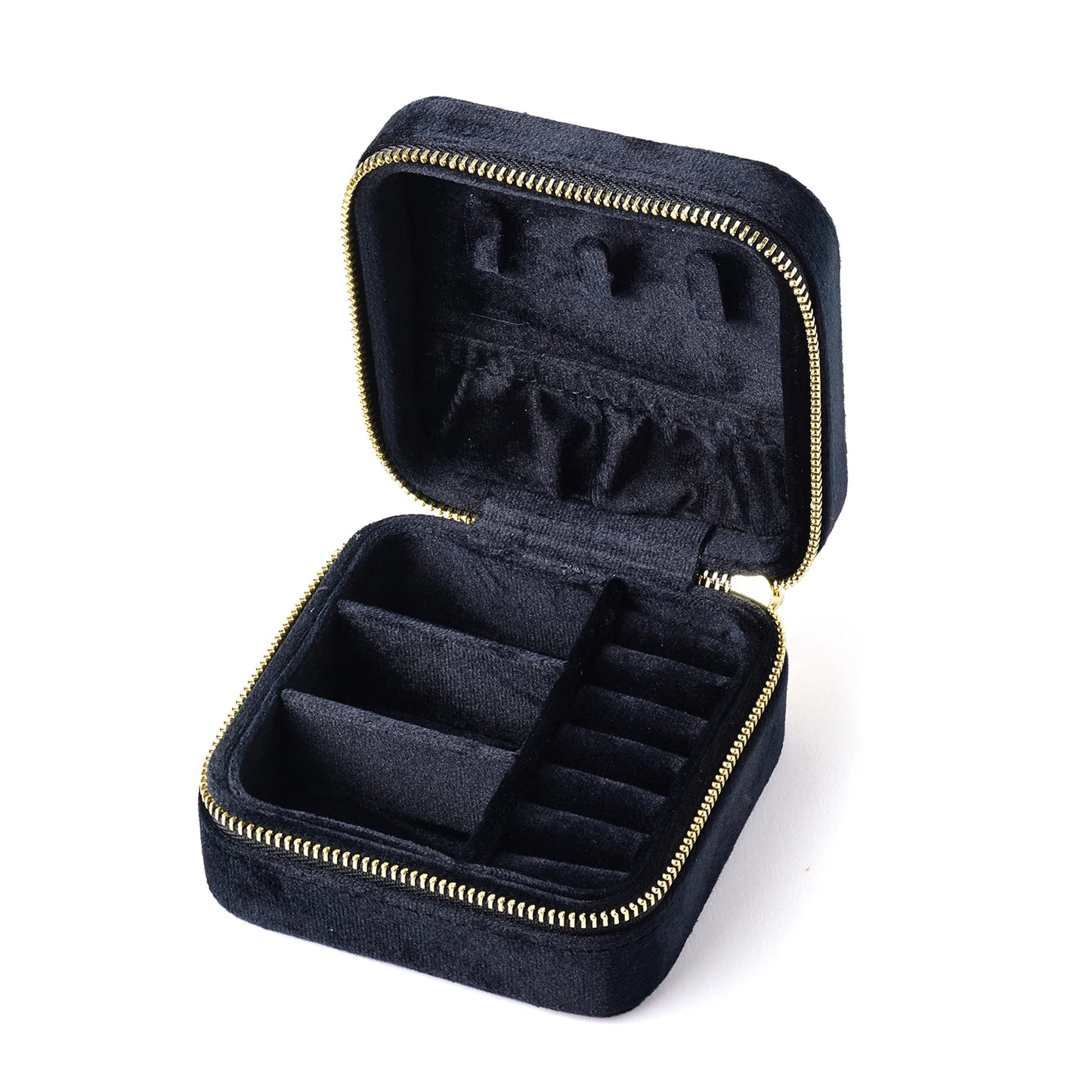 TAIMY Vintage Samt Reise-Schmuckbox Grün mit Spiegel Organizer