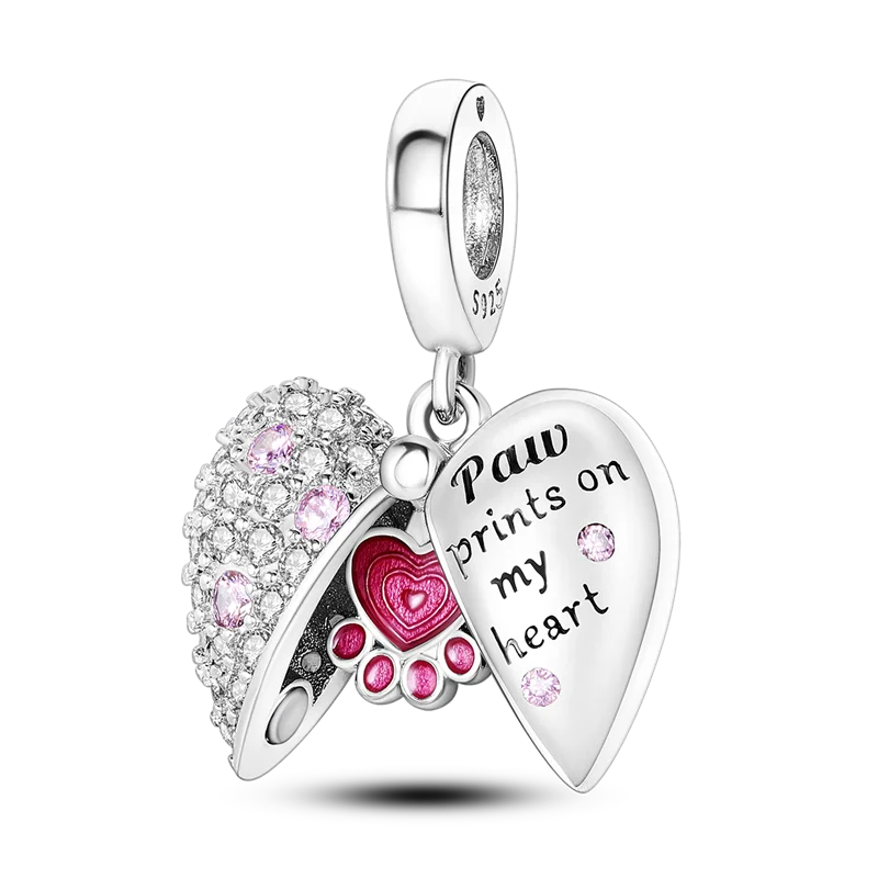 925 Sterling Silber Charm mit rosa Schmetterling - leuchtenden Glühwürmchen
