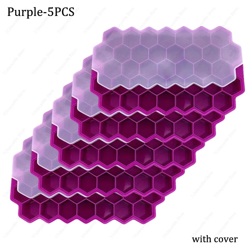 Premium Silikon Eiswürfelformen mit Deckel – Sechseckig, Wiederverwendbar