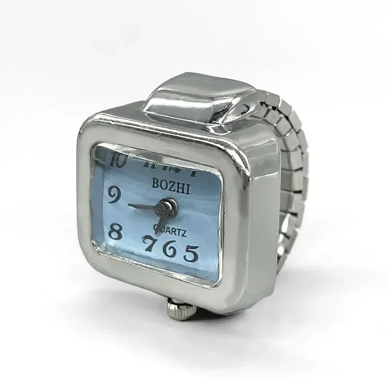 Mini Fingeruhr mit elastischem Band – Vintage Design für Damen - Herren