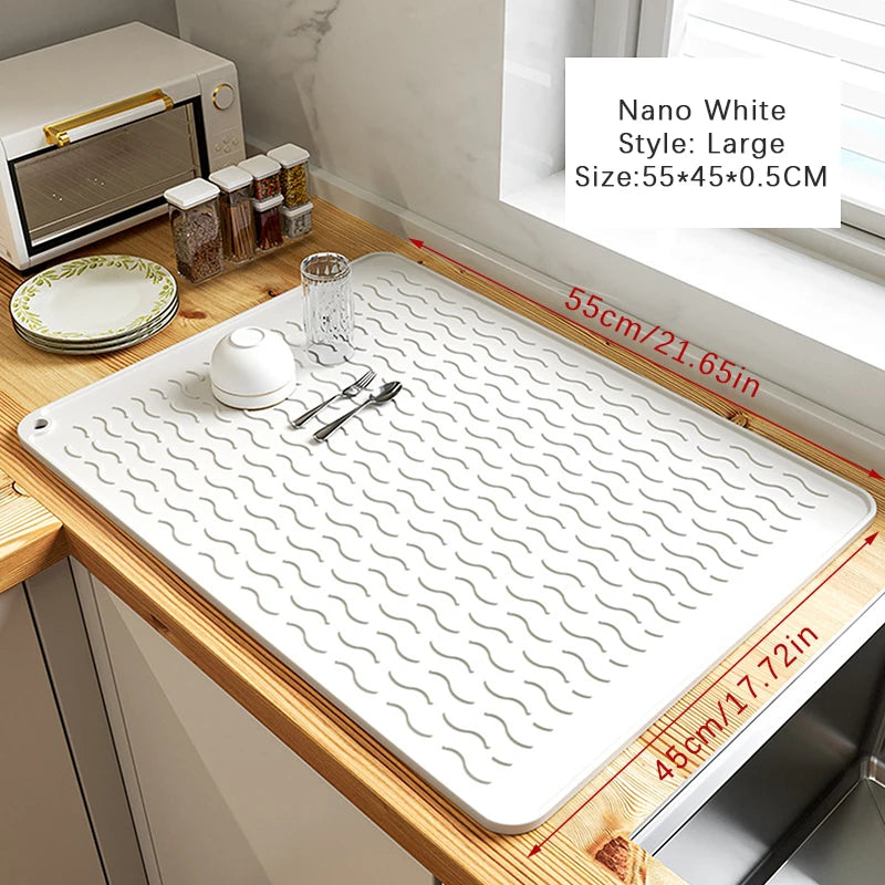 Silikon Geschirr-Trocknungsmatte, faltbar und rutschfest