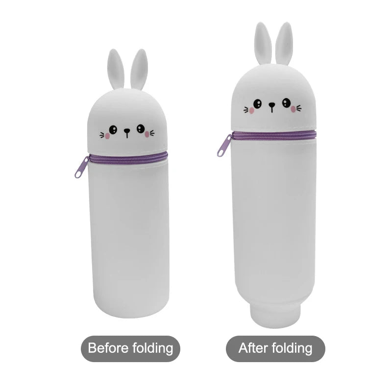 Kreatives Cartoon Panda Silikon Federmäppchen, faltbar mit Reißverschluss