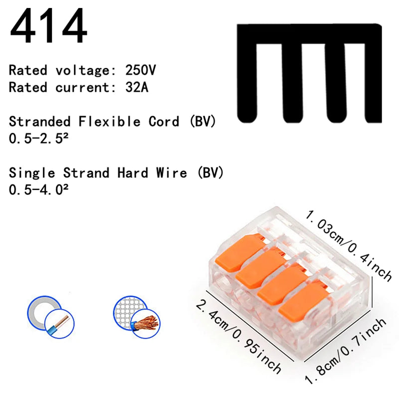 Sichere & einfache Verbindung: 10–75 orangefarbene Universal-Schnellsteckklemmen 250V/32A