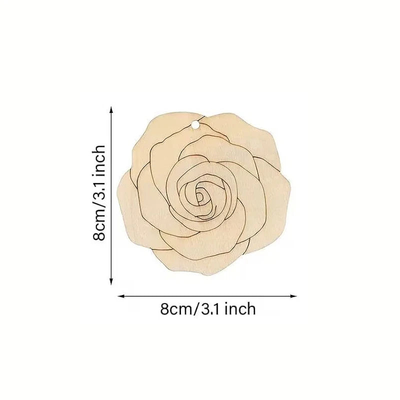 10 Holzanhänger Frühlingsblumen Rose Sonnenblume Dekoration DIY