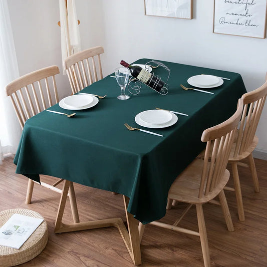 Dunkelgrüne rechteckige Polyester Tischdecke für vielseitige Indoor und Outdoor Nutzung