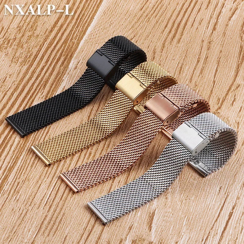 Elegantes Milanese Mesh Edelstahl-Uhrenarmband 18-24mm mit Sicherheitsverschluss