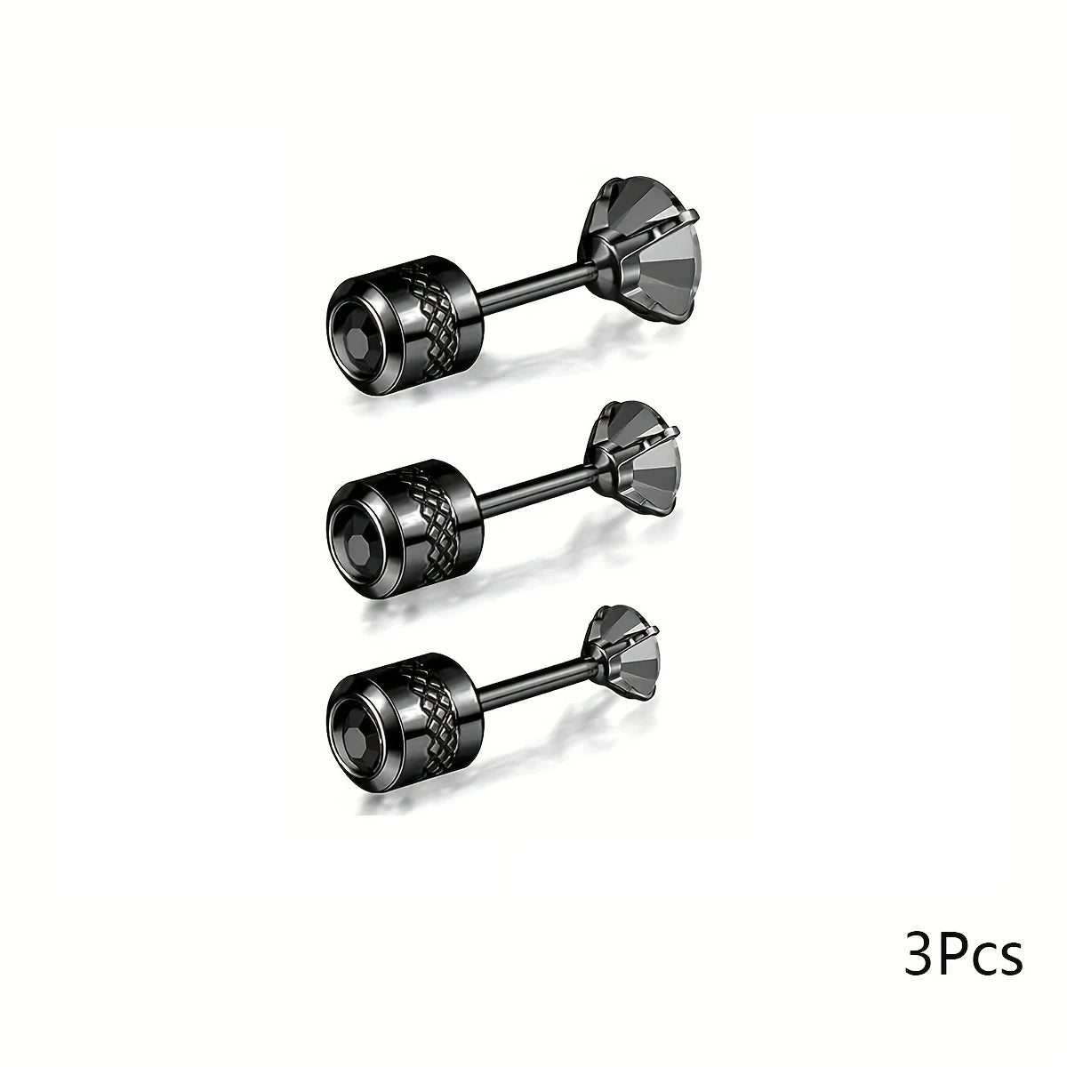 2er Set Edelstahl Ohrstecker mit kubischen Zirkonia Muster