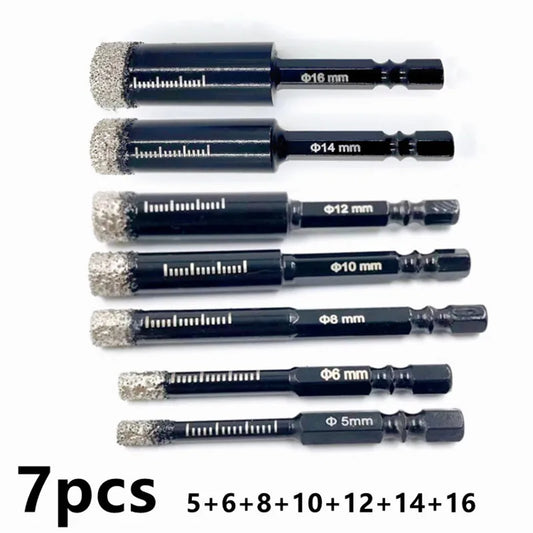 5-16mm Diamantbohrer Set für Fliesen, Marmor, Granit – Sechskantschaft Trocken