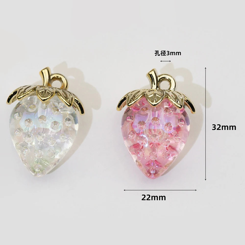 Rosa Erdbeere Charms 5er Set für DIY Schmuck Ohrring Armband