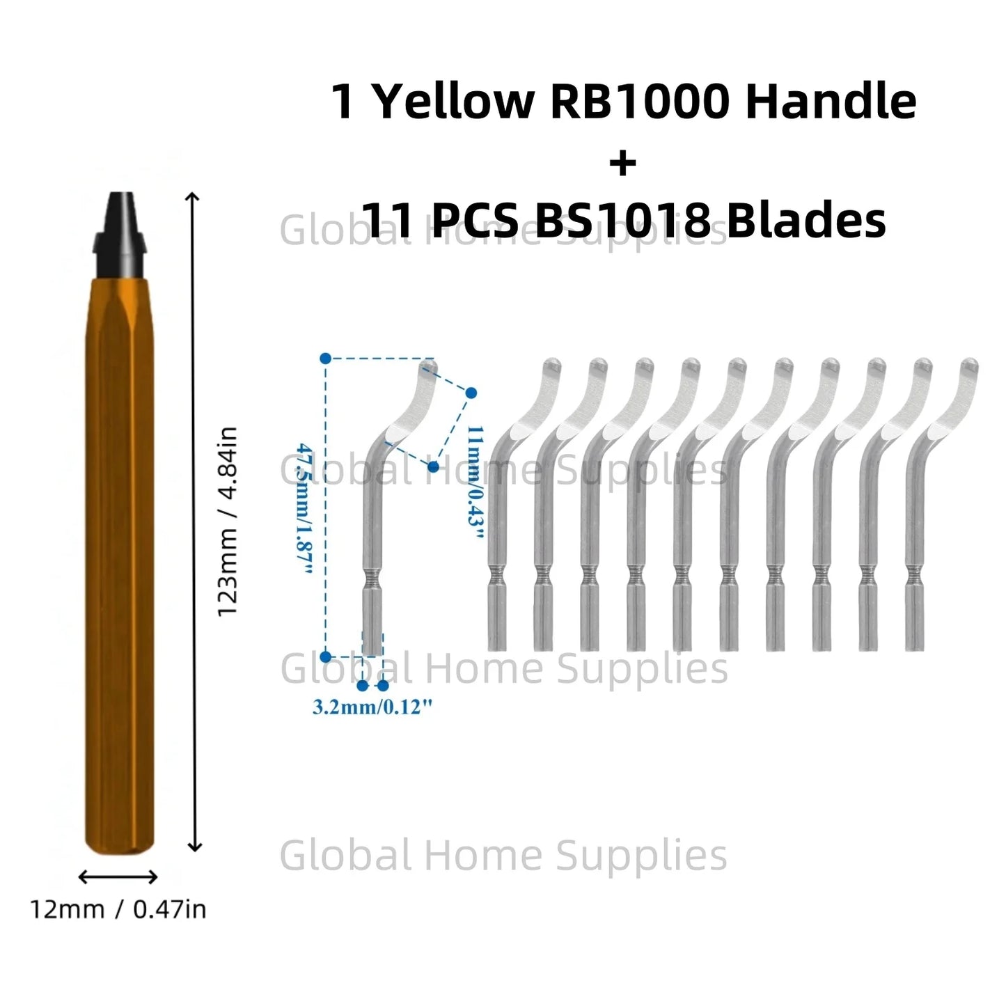 Entgratungswerkzeug Set RB1000 mit 1 oder 11 Schnellarbeitsstahl-Schwenkklingen