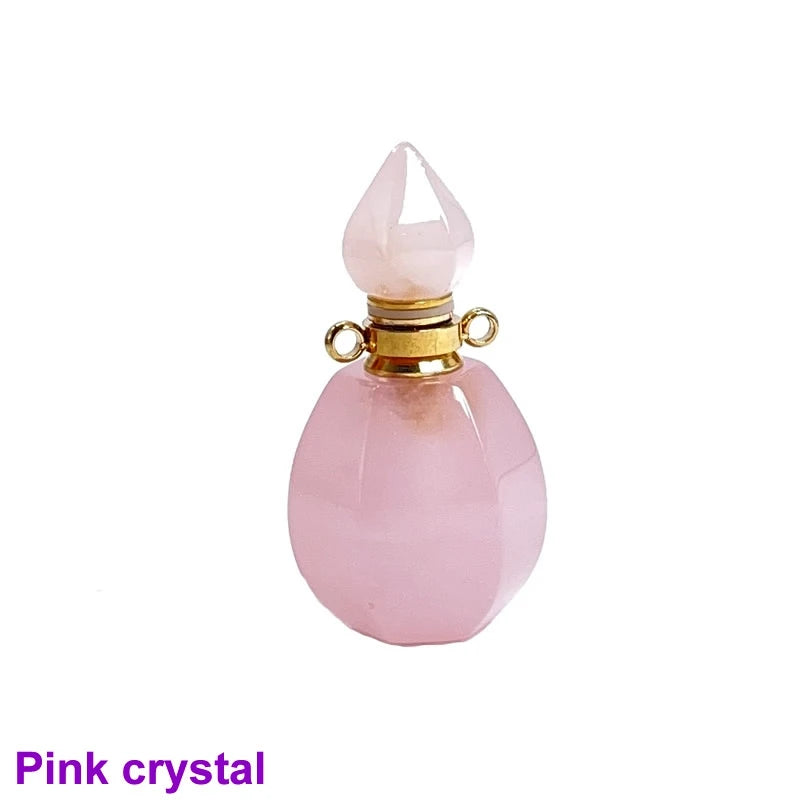 Unregelmäßige Naturstein Parfümflasche Anhänger – Amethyst Tigerauge Öl Diffusor