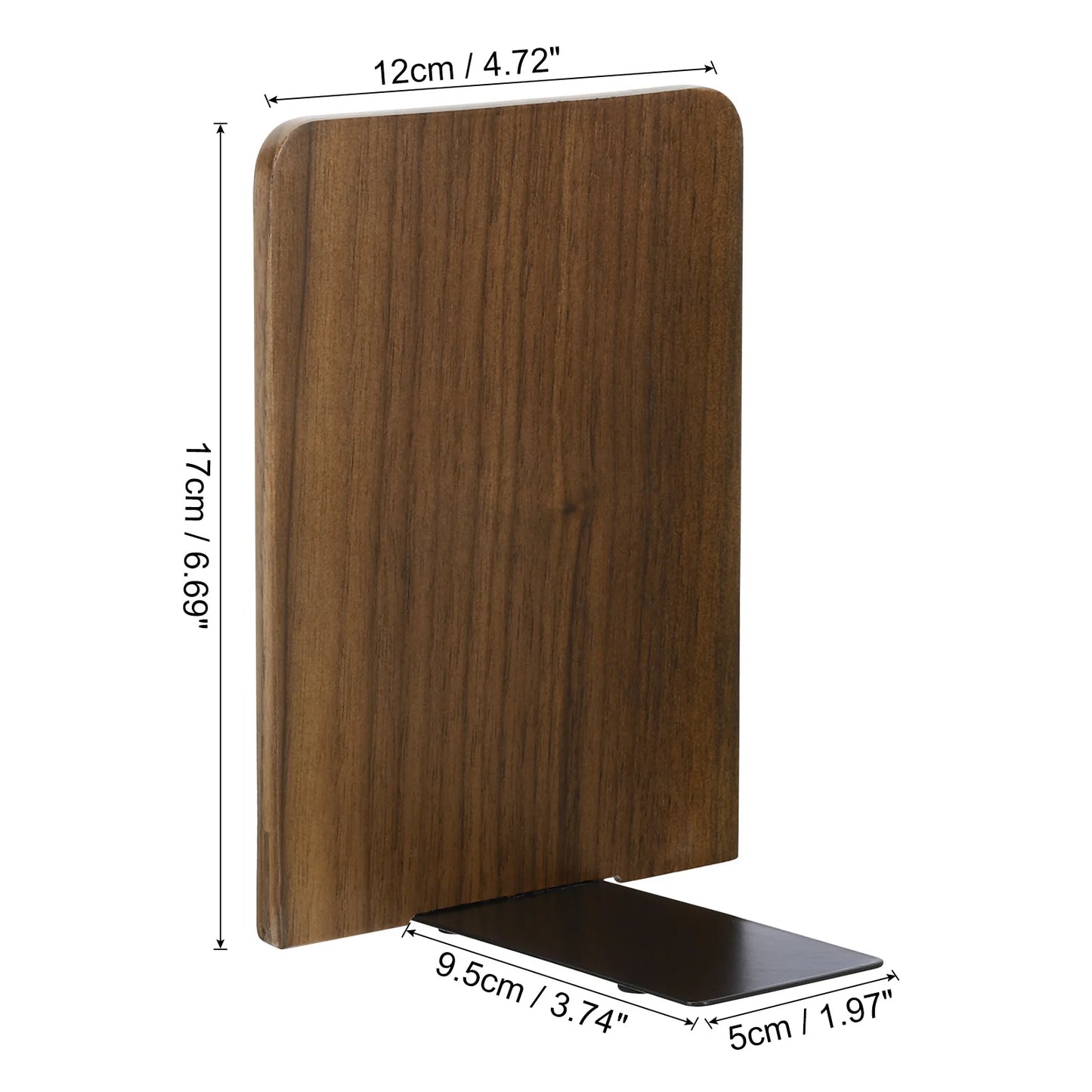 2 Stück Holz Buchstützen mit Metallbasis Organizer Büro Regal Halter