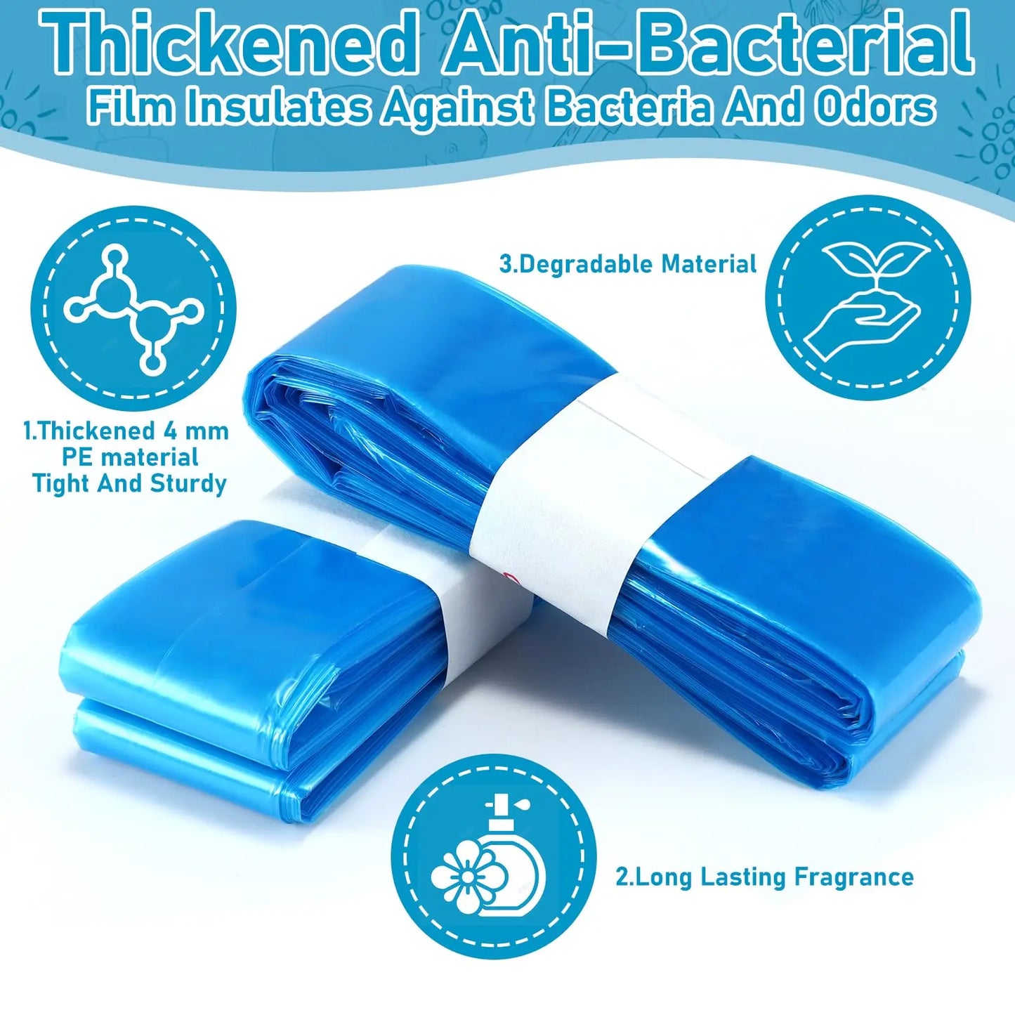 Abbaubare Müllbeutel für Windeleimer 1 5 oder 10 Stück Blau