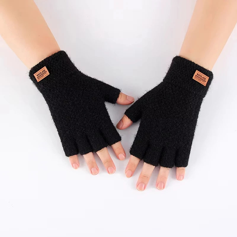 Wärmende Unisex Halbfinger Strickhandschuhe aus Wolle und Baumwolle