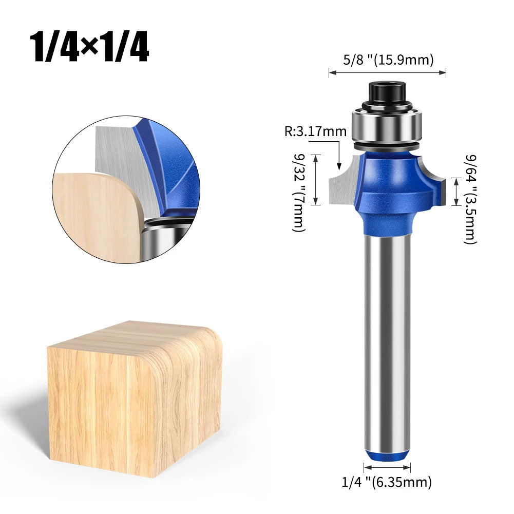 Roundover Router Bit Set 1/4 Zoll Schaft Hartmetall Fräser Holz