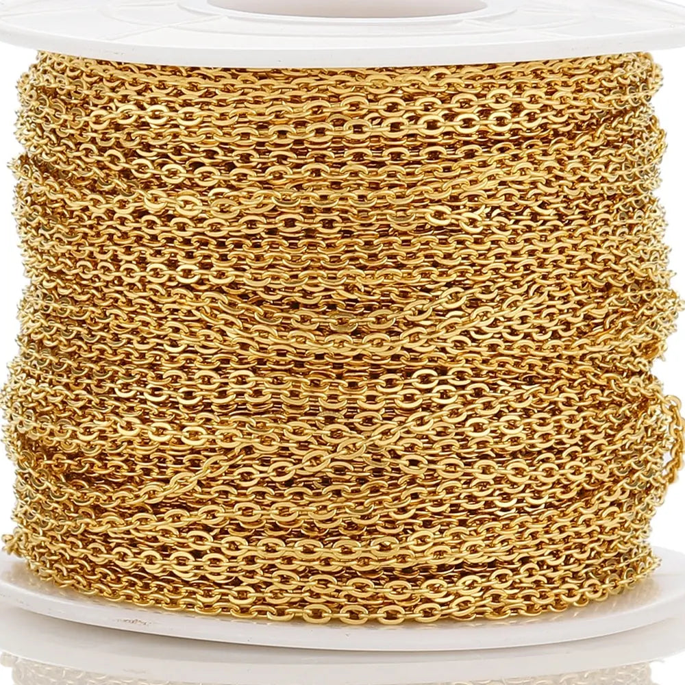 Edelstahlkette 10 Meter für DIY Schmuck 1mm 1.5mm 2mm Gold Silber