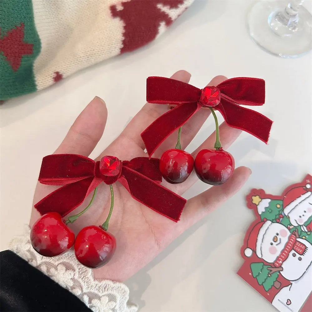 Eleganter Kirsch-Bogen Haarschmuck – stilvoller Clip für Pferdeschwanz - Pony