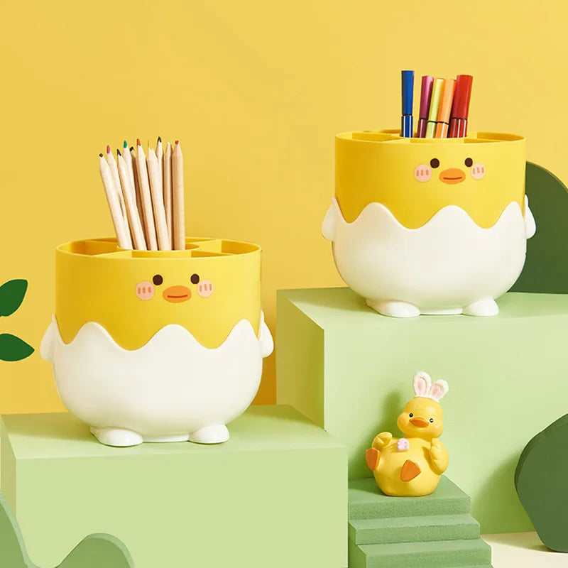 Niedlicher gelber Huhn Stifthalter große Kapazität Desktop Organizer