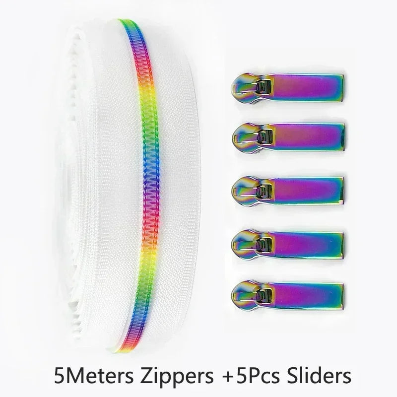 Nylon Reißverschlussband & Schieber Set 5m für Reparaturen Kleidung Taschen #5