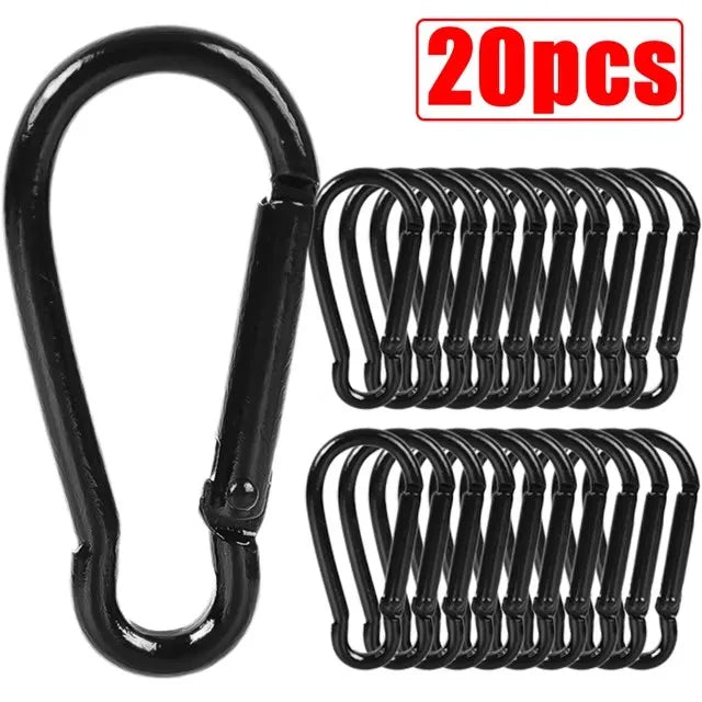 Robuste Mini Karabiner aus Aluminium, leicht - sicher – 10-50 Stück, Schwarz/Silber