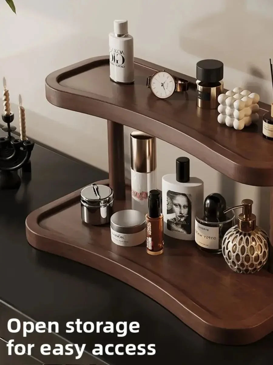 Praktischer Kosmetik Organizer aus Holz für Schreibtisch und Schminktisch